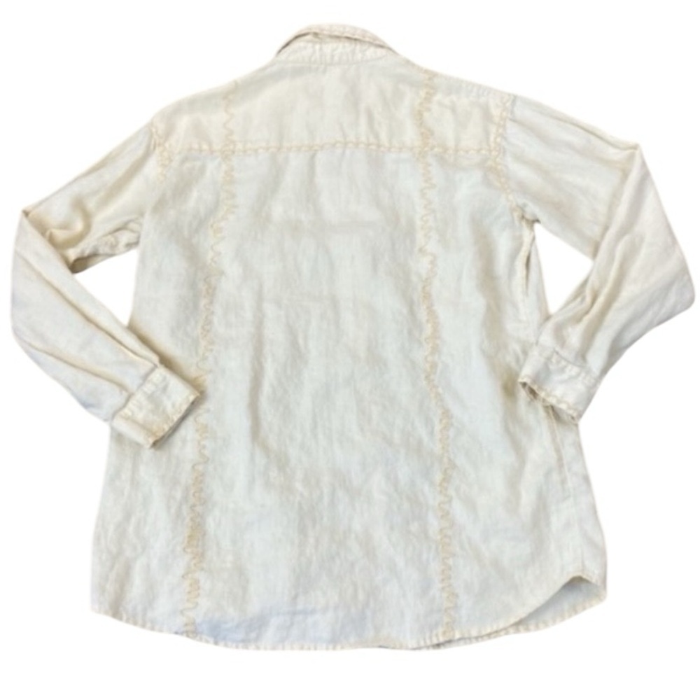 J. Jill Embroidered Detail Linen Button Down Shirt - Picture 2 of 6